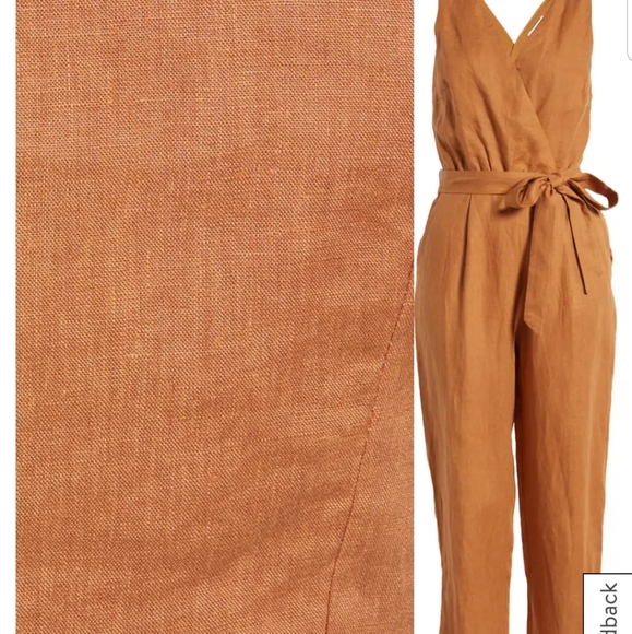 linen Jumpsuit 100% linen warm burnt orange womans size XL - Picture 4 of 4